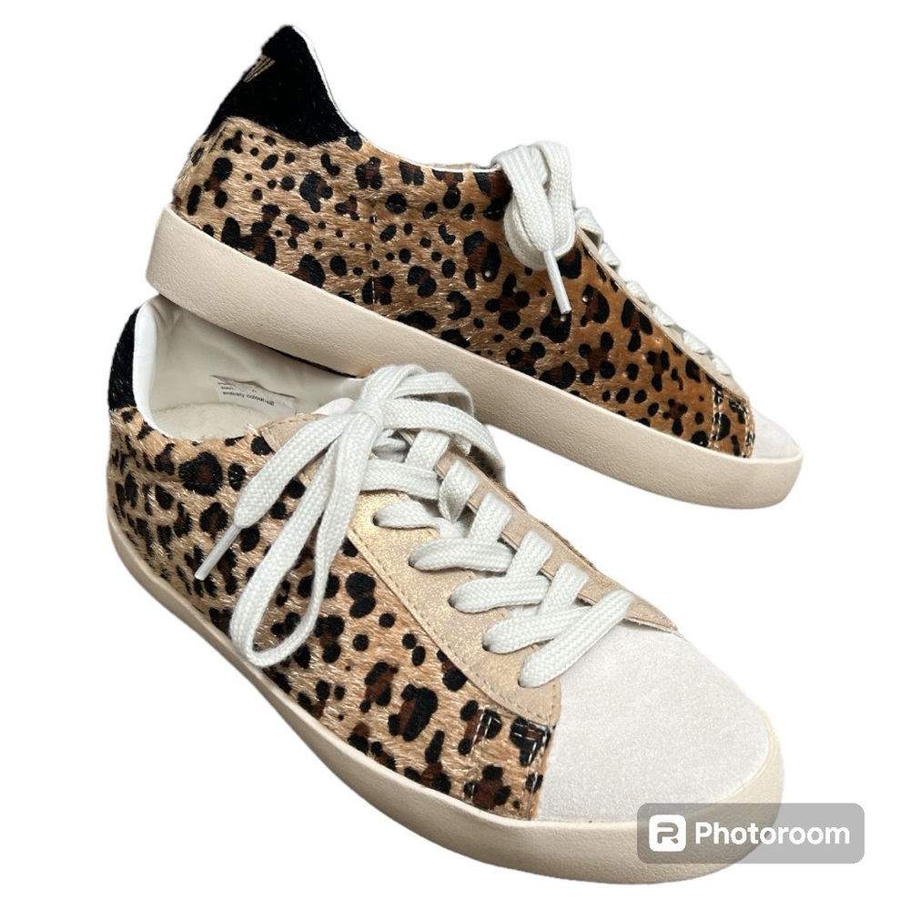 Gola Nova Oasis leopard hair calf & suede metallic sneaker NEW 6